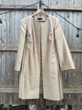 NWOT Talbots Womens Silk and Wool Blend Gold Long Coat Jacket